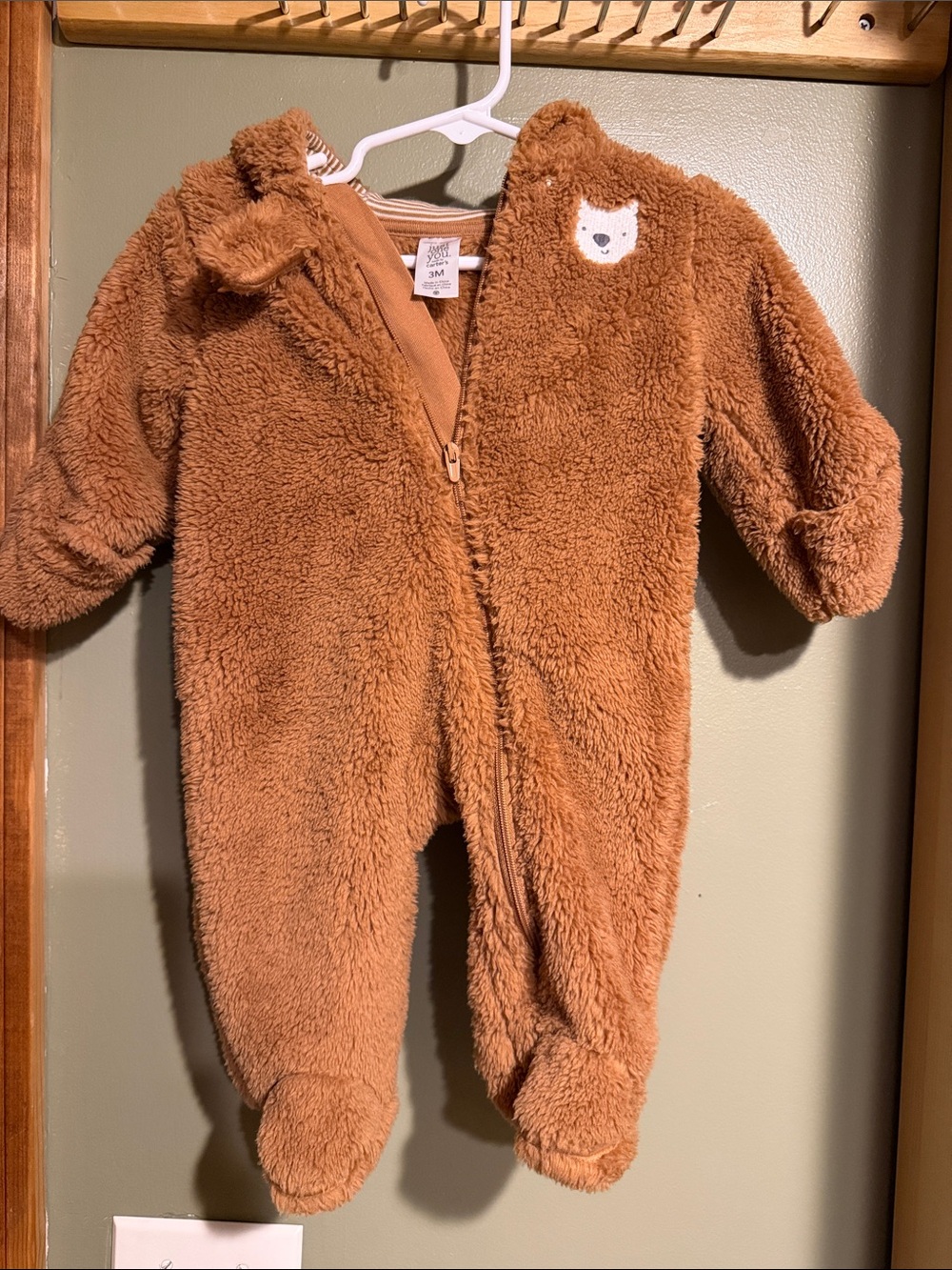 Brown Plush Bear Footed One-Piece for Kids
